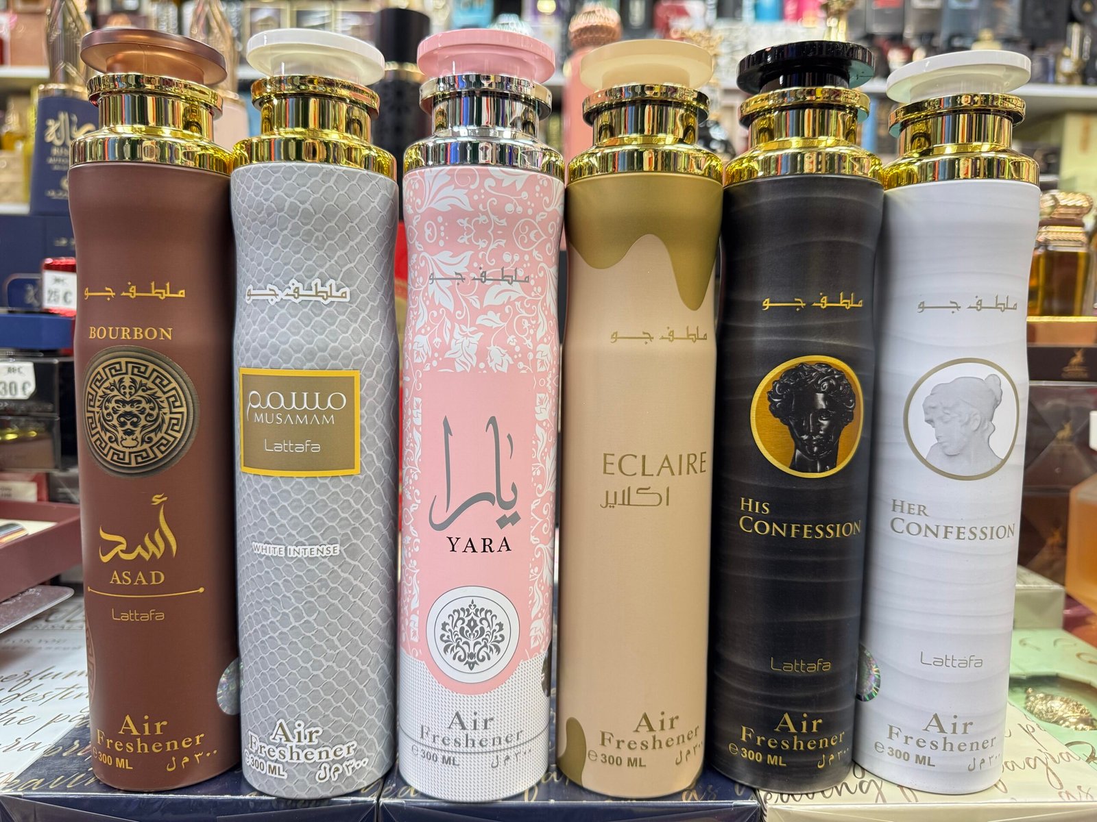 6 pezzi di Lattafa Profumatore per Ambienti Arabo Spray Profumatore Concentrato 300 ML per la Casa